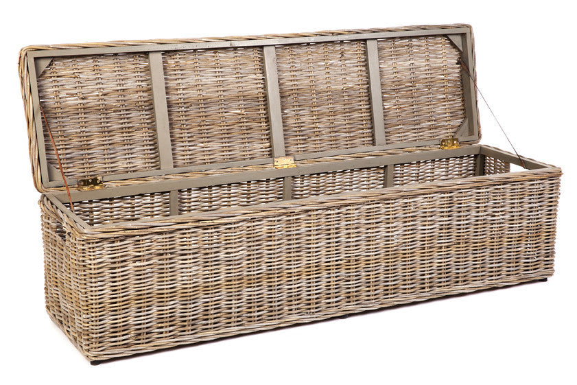 LINDY RATTAN STORAGE TRUNK (DET792) - 460(H) X 1600(W) X 460(D) - KUBU GREY OR KUBU GREY WASH