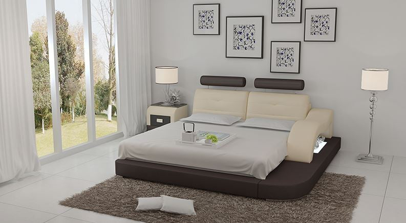 KING SARATOGA LEATHER BED ( LB8802) - ASSORTED COLORS AVAILABLE IN DIFFERENT LEATHERS (COLOUR BOARD ATTACHED IN IMAGE SECTION)