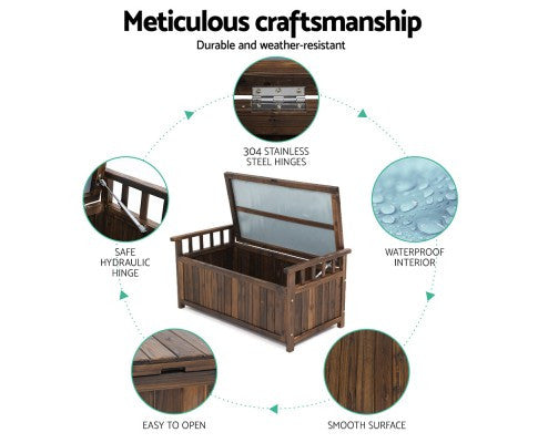 MANDERSON SOLID PINE OUTDOOR / INDOOR STORAGE BENCH / BOX - CHARCOAL OR NATURAL