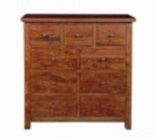 DUOLYN 9 DRAWER TALLBOY ( MODEL16-1--1-13-15-21-914-20) - 1200(H) X 1195(W)- WARM TEAK