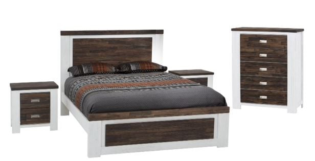 ESSENTILA QUEEN 4 PIECE (TALLBOY) BEDROOM SUITE (AUSSIE MADE) - ASSORTED COLOURS