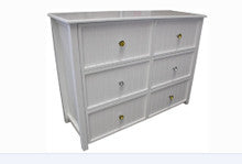GEORGE DRESSER LOWBOY WITH 6 DRAWERS AND STANDARD WOODEN KNOBS (NOT AS PICTURED) -950(H) X 1300(W)- ASSORTED COLOURS (VIC ASH AND PINE OPTIONS ALSO AVAILABLE - PRICE ON APPLICATION) - CUSTOMISATION AVAILABLE