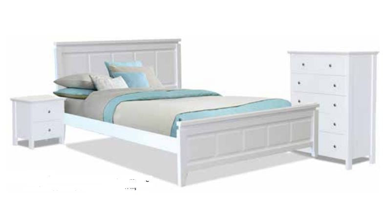 NOVENA SINGLE OR KING SINGLE 3 PIECE BEDROOM SUITE - WHITE