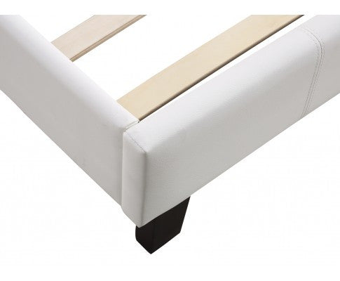 SINGLE WILHELMINA LEATHERETTE BED FRAME - WHITE