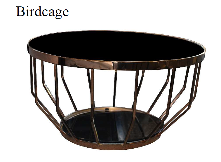 BIRDCAGE COFFEE TABLE - 430(H) X 810(DIA)- BLACK + GOLD