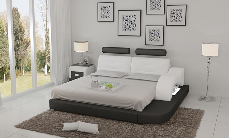 KING SARATOGA LEATHER BED ( LB8802) - ASSORTED COLORS AVAILABLE IN DIFFERENT LEATHERS (COLOUR BOARD ATTACHED IN IMAGE SECTION)