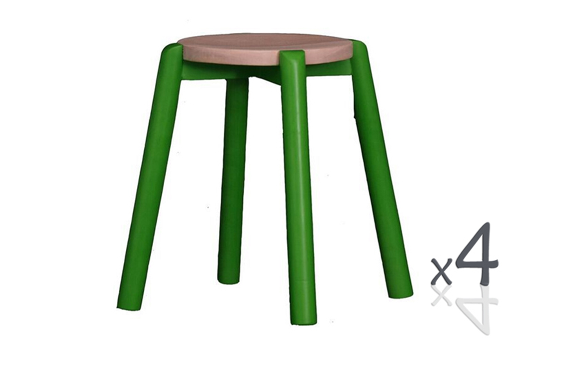 WILLOW (BR048RO) WOODEN ROUND BARSTOOL / KITCHEN BENCH (4 UNITS IN A BOX) - SEAT: 480(H) - GREEN / WASHED