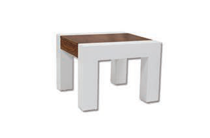 NORA SIDE TABLE - 550(H) X 600(W) X 580(D) - ANTIQUE OAK /HIGH GLOSS WHITE