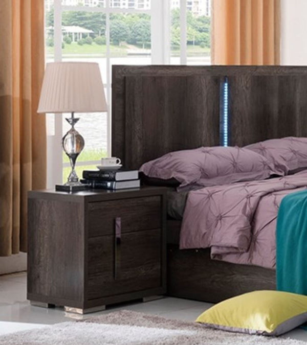 Yonkers Bedside Table With 2 Drawers - (13-15-14-1-3-15) - Charcoal Oak