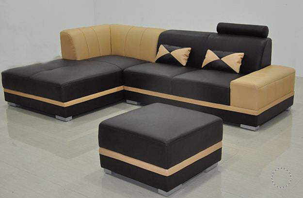 HARLEY (MODEL-F3010E) LEATHERETTE CHAISE LOUNGE SUITE WITH COFFEE TABLE - CHOICE OF LEATHER AND ASSORTED COLOURS AVAILABLE