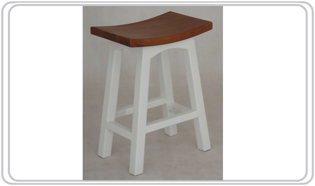 LATSON 2-TONE WOODEN BAR STOOL / KITCHEN BENCH (BR067WD) - SEAT: 670(H) - WHITE / CARAMEL