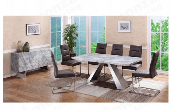HONDI 7 PIECE DINING SETTING WITH 6 CHAIRS - 1800(L) - (MODEL 3-1-19-1) - GREY