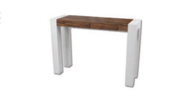ODYSSEY 2 DRAWER HALLWAY TABLE - 900(H) X 1200(W) X 390(D) - ANTIQUE OAK / HIGH GLOSS WHITE