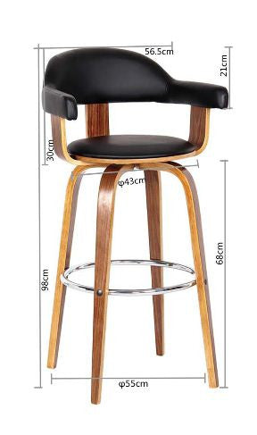 MILAN BENTWOOD BAR STOOL - SEAT -680(H) - WHITE + WALNUT