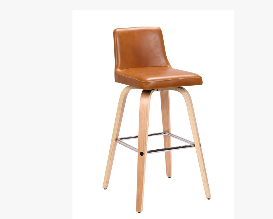 MATERA BENTWOOD LEATHERETTE BAR STOOLS - SEAT:710(H) - (SET OF 2 ) - OAK TIMBER
