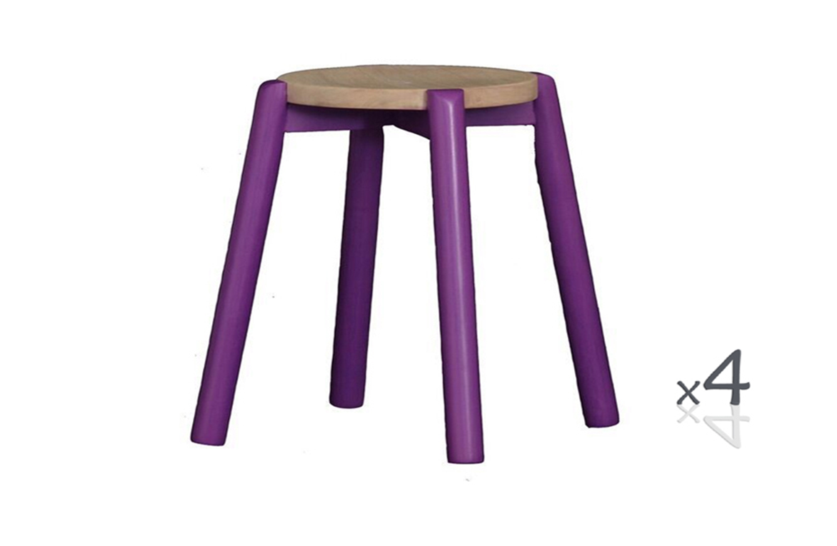 WILLOW (BR048RO) WOODEN ROUND BARSTOOL / KITCHEN BENCH (4 UNITS IN A BOX) - SEAT: 480(H) - PURPLE / WASHED