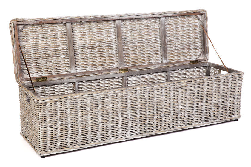 LINDY RATTAN STORAGE TRUNK (DET792) - 460(H) X 1600(W) X 460(D) - KUBU GREY OR KUBU GREY WASH