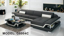 MACIN (G8004C) CHAISE LOUNGE SUITE + COFFEE TABLE - CHOICE OF LEATHER AND ASSORTED COLOURS AVAILABLE