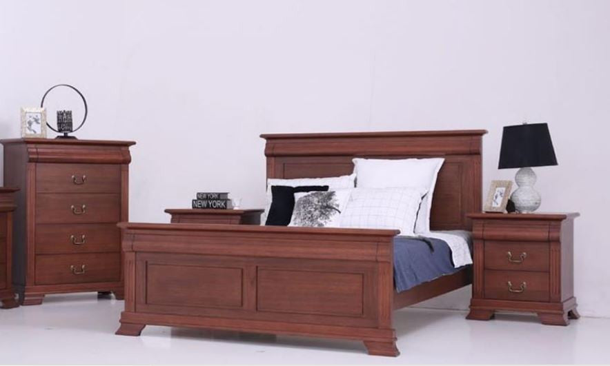 BRADLEY KING 4 PIECE (TALLBOY ) BEDROOM SUITE - (MODEL:3-1-18-15-12-9-14-5) - AS PICTURED
