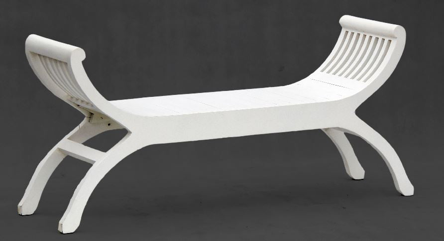 ORNAMENTAL 2 SEATER STOOL (CH 002 TW) -570(H) X 1300(W) - WHITE