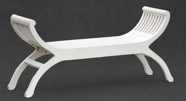 ORNAMENTAL 2 SEATER STOOL (CH 002 TW) -570(H) X 1300(W) - WHITE