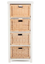 SYMBOL RATTAN STORAGE WITH 4 DRAWERS (TALL) (RDB784) -1220(H) X 490(W) - WHITE / NATURAL