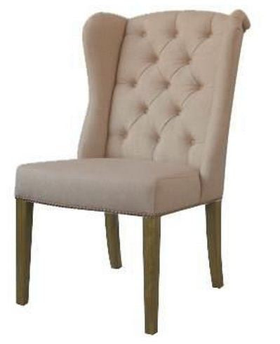 ROYALE (V-1083) FABRIC LINEN DINING CHAIR - BEIGE