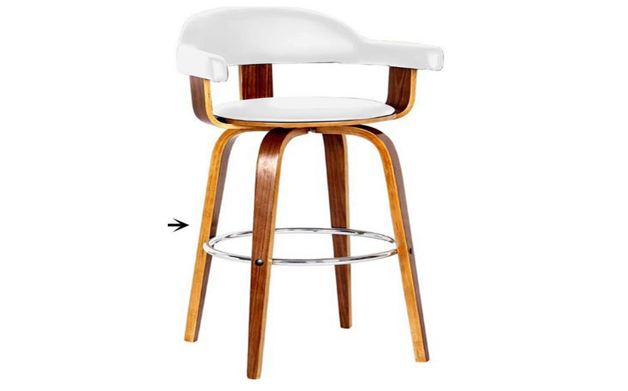 MILAN BENTWOOD BAR STOOL - SEAT -680(H) - WHITE + WALNUT