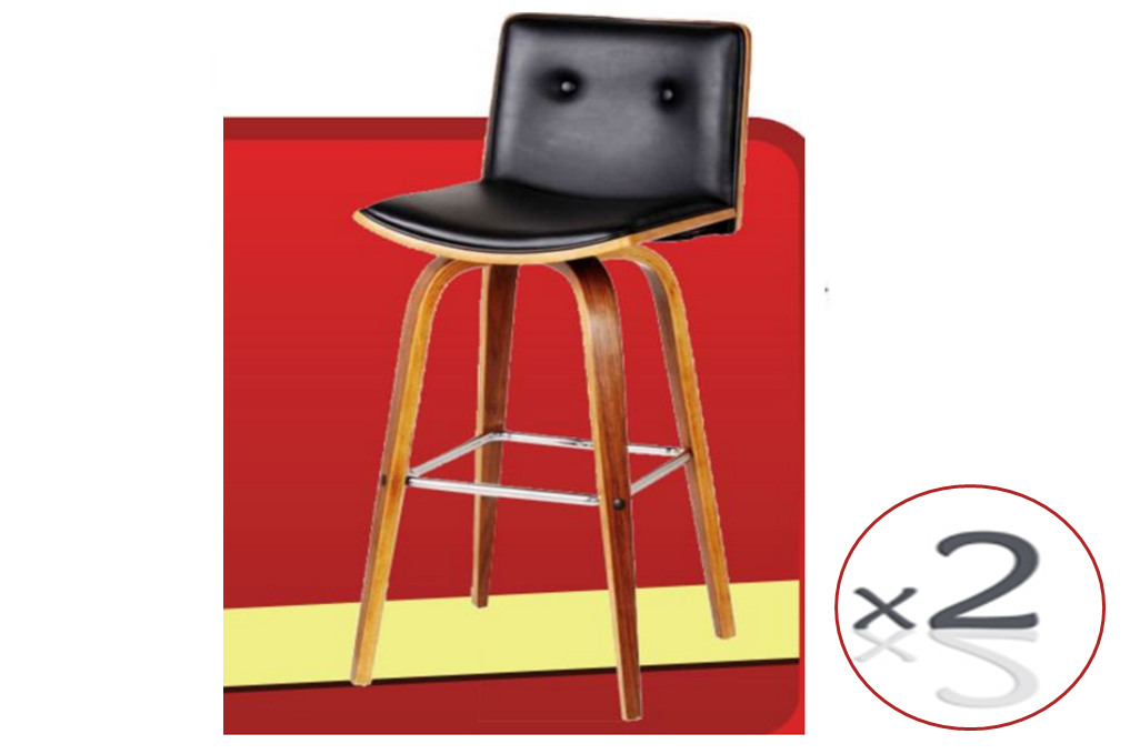 MOJO BENTWOOD BAR STOOL (SET OF 2 ) SEAT: 630 - 840(H) - BLACK / WALNUT