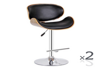 MONACO LEATHERETTE BAR CHAIR (SET OF 2) BARSTOOL - SEAT: 630/850(H) - (VJY-1076) - BLACK / WALNUT