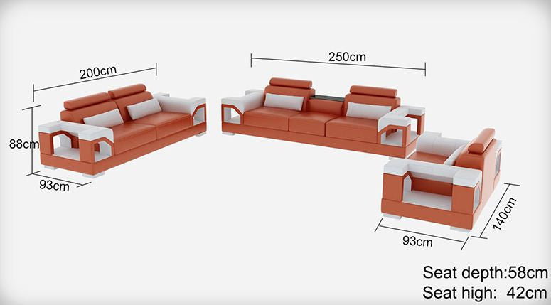 TILI LEATHERETTE 3 SEATER + 2 SEATER + 1 SEATER LOUNGE SUITE (MODEL- G8010D) EXCLUDING COFFEE TABLE - CHOICE OF LEATHER & ASSORTED COLOURS AVAILABLE