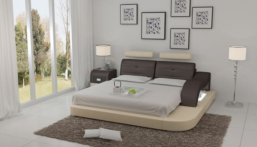 KING SARATOGA LEATHER BED ( LB8802) - ASSORTED COLORS AVAILABLE IN DIFFERENT LEATHERS (COLOUR BOARD ATTACHED IN IMAGE SECTION)