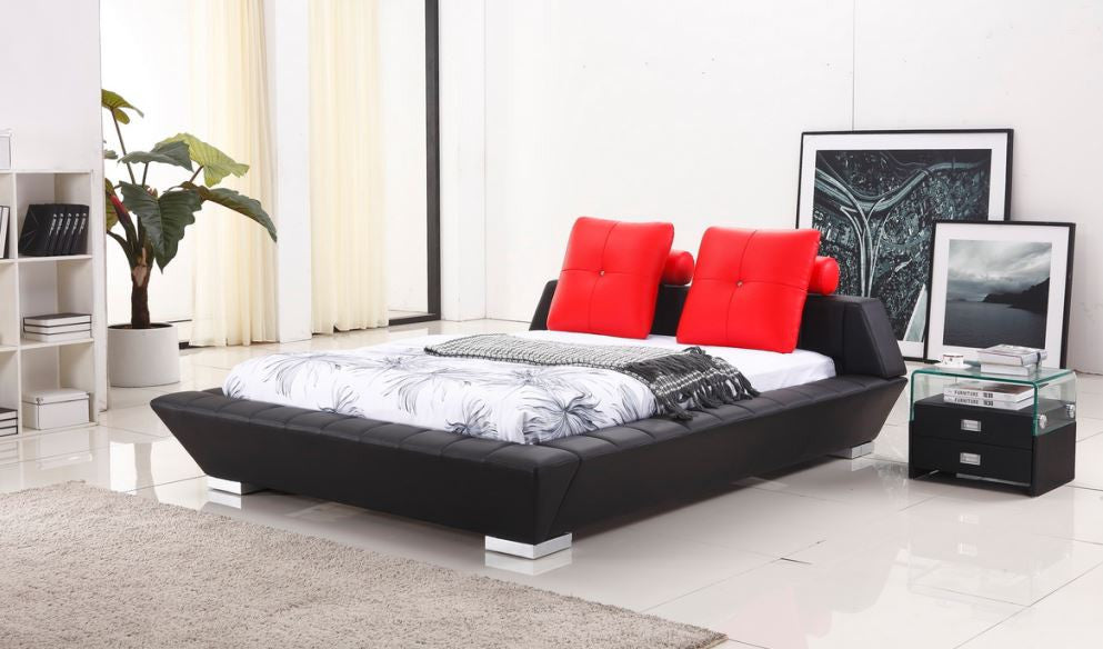 QUEEN GERANDA LEATHERETTE BED WITH CUSHION (G969#) - ASSORTED COLORS