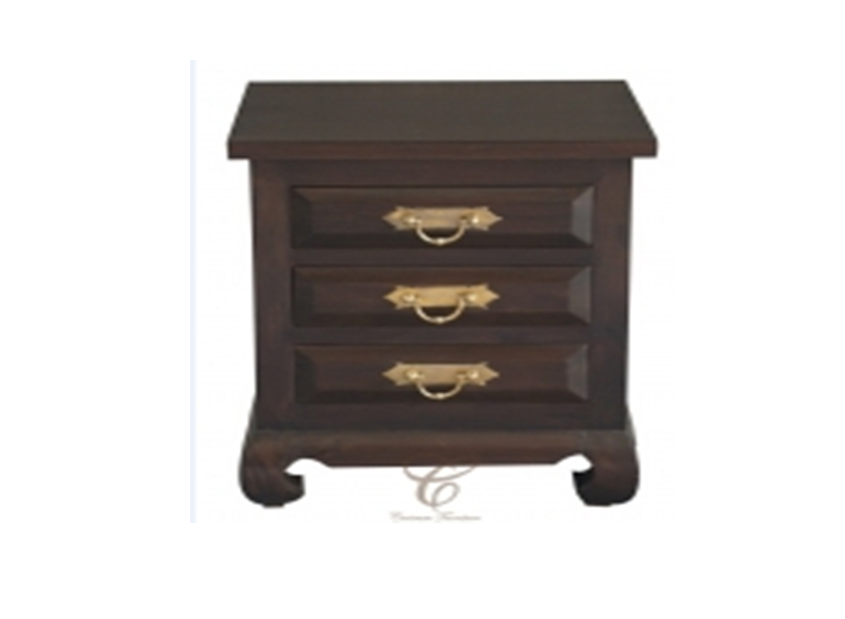 SEOUL 3 DRAWER BEDSIDE TABLE WITH RING / CHUNKY HANDLE- (BS 003 OL RH / (RJ) - 500(W) - CHOCOLATE