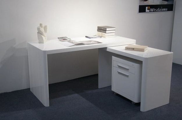 BOURKE DESK WITH RETURN AND FILING (WD-302) - 1500(W) X 700(D) - HIGH GLOSS WHITE