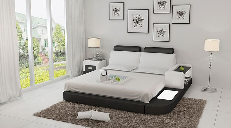 QUEEN IDAHO MODERN LEATHER BED ( LB8804) - ASSORTED COLOURS AVAILABLE IN DIFFERENT LEATHERS (COLOUR BOARD ATTACHED IN IMAGE SECTION)