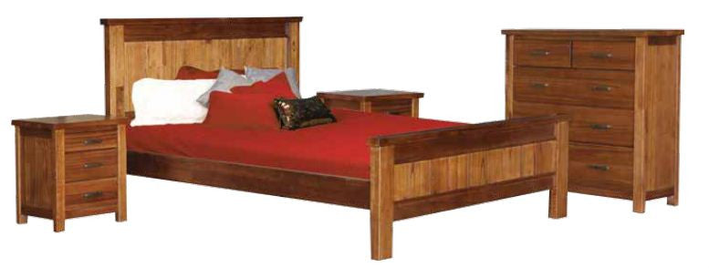 KING MONTANA (3043) FULL PANEL 4 PIECE TALLBOY BEDROOM SUITE - MOUNTAIN GUM