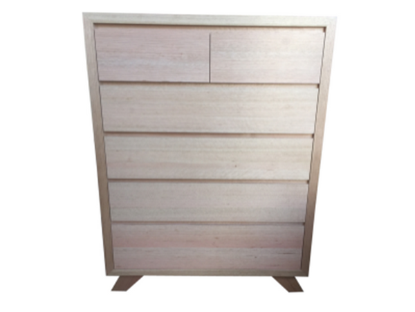 SIENNA (AUSSIE MADE) 6 DRAWER TALLBOY - TASSIE OAK COMBINATION - 1260(H) X 900(W)- ASSORTED TIMBER COLOURS