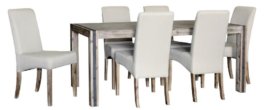 SWAN 7 PIECE HARDWOOD DINING SETTING 1800(L) X 900(W) -BRUSHED GUM