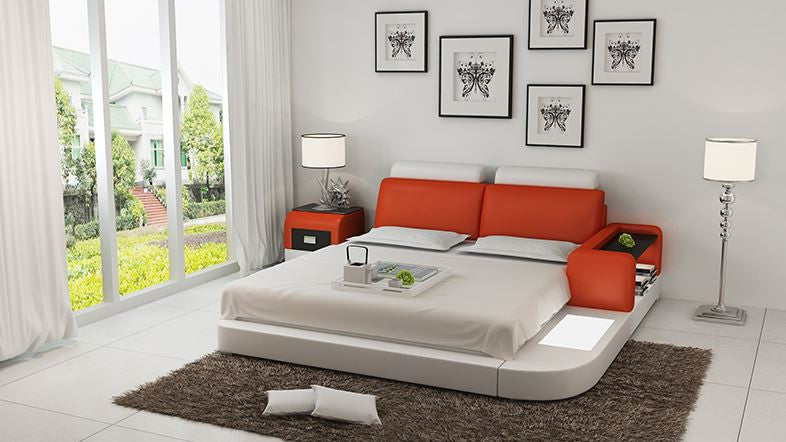 QUEEN IDAHO MODERN LEATHER BED ( LB8804) - ASSORTED COLOURS AVAILABLE IN DIFFERENT LEATHERS (COLOUR BOARD ATTACHED IN IMAGE SECTION)
