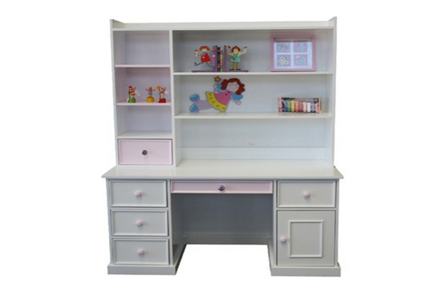 PRINCESS KIDS DESK & HUTCH WITH STANDARD WOODEN KNOBS (NOT AS PICTURED) - 1400(W) X 600(D) - PRICED IN ASSORTED COLOURS (VIC ASH AND PINE OPTIONS ALSO AVAILABLE - PRICE ON APPLICATION) - CUSTOMISATION AVAILABLE