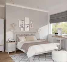 KING SPENCER 3 PIECE BEDSIDE BEDROOM SUITE - BRIGHT WHITE / LIGHT OAK (2 TONE)