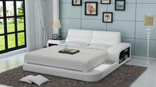 QUEEN MERIDAN MODERN LEATHER BED ( LB8805) - ASSORTED COLOURS AVAILABLE IN DIFFERENT LEATHERS (COLOUR BOARD ATTACHED IN IMAGE SECTION)