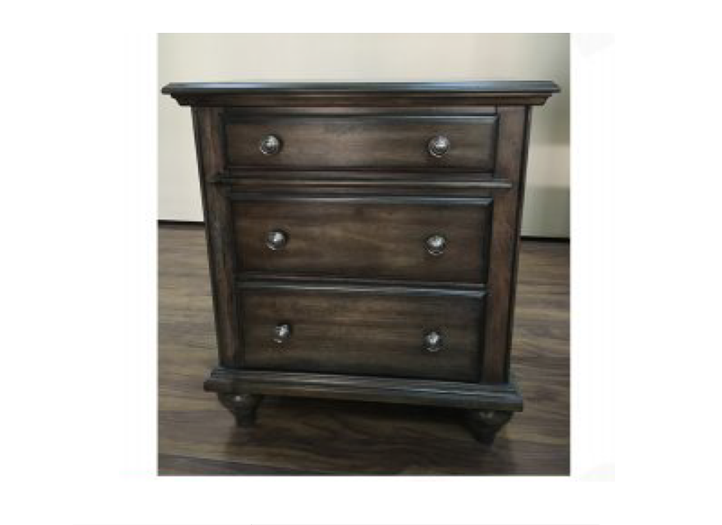 RUDEN 3 DRAWERS BEDSIDE TABLE - (MODEL - 7-5-15-18-7-9-1) -BURNISHED CHERRY