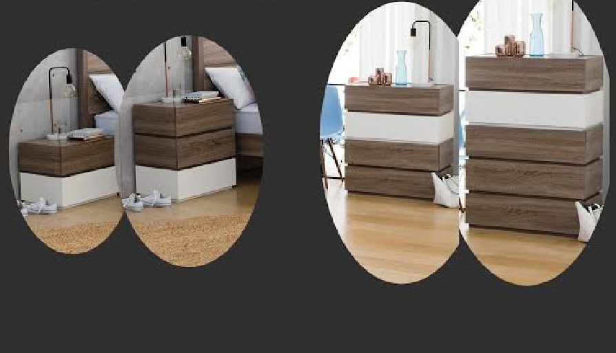 CUBIST QUEEN 3 PIECE BEDSIDE BEDROOM SUITE- (MODEL:LS-118) MOCHA
