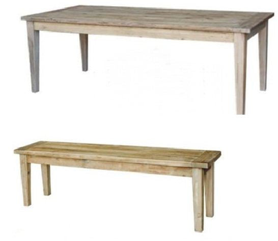 STAMFORD 3 PIECE DINING SETTING WITH 2 BENCHES - TABLE: 1500(L) x 900(W) - NATURAL
