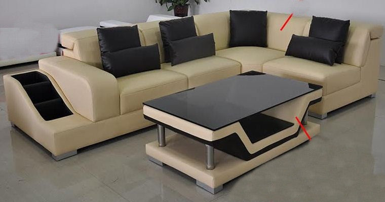 WINNERS LEATHERETTE CORNER LOUNGE SUITE WITH COFFEE TABLE (MODEL-G8008D) - CHOICE OF LEATHER AND ASSORTED COLOURS AVAILABLE