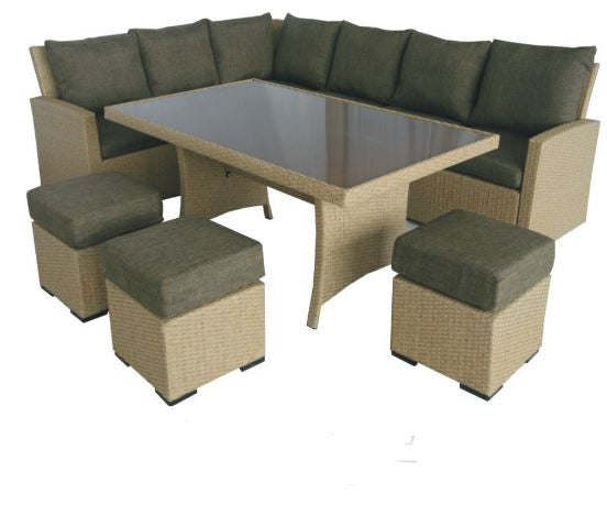 SWANSEA MODULAR DINING SETTING WITH 1510(L) GLASS TOP TABLE