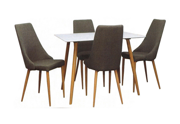 RETRO 5 PIECE DINING SETTING WITH 1200(L) X 800(W) TABLE - MATTE WHITE