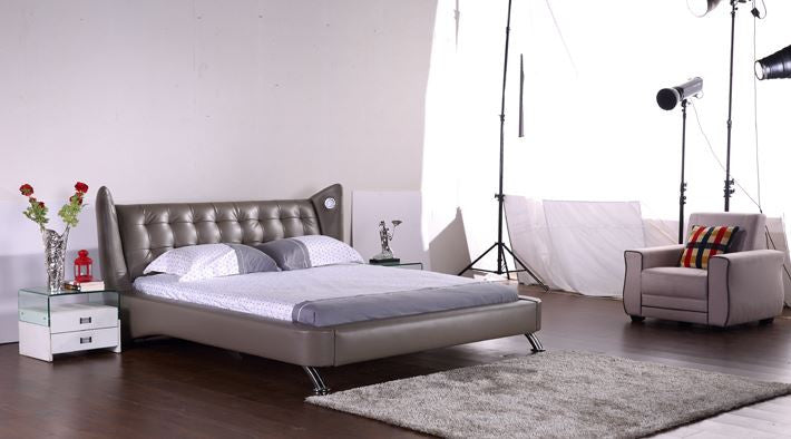 QUEEN SALAMIS LEATHERETTE BED (G1057#) - ASSORTED COLORS